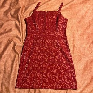 Vintage 90s Arden B Red & Gold Floral Dress